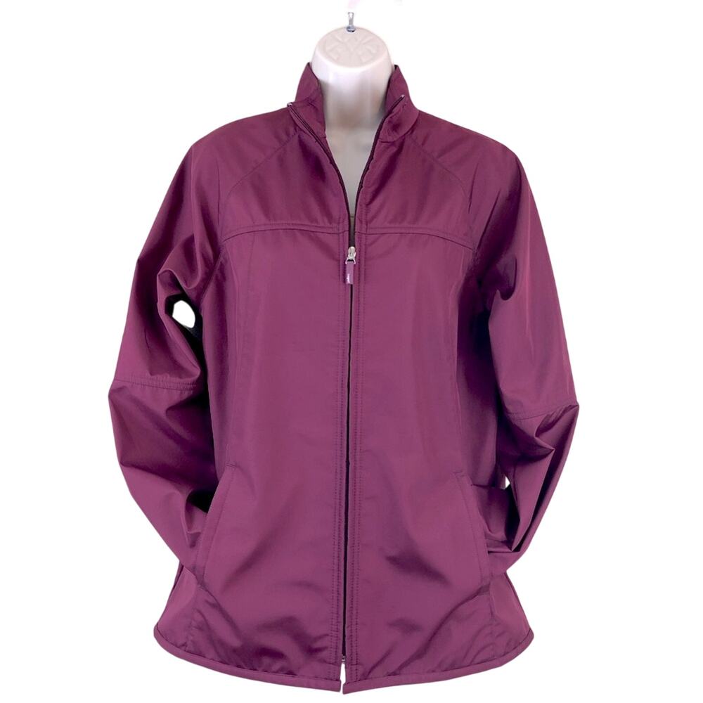 Lizgolf Maroon Jacket Zip Front Side Pockets Lightweight
